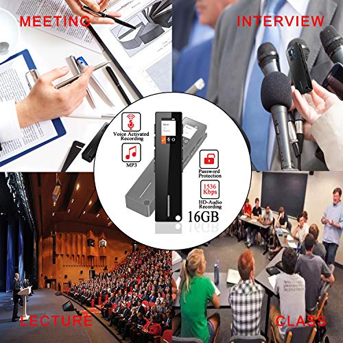 Digital Voice Recorder, Sindave 1536kbs Stereo Rechargeable HD Audio 16 Gram Voice Recorder, Mini Portable USB MP3 Activated Sound Recorder and 1- Click Recording, Voice Activated Recorder - Thumbnail 3