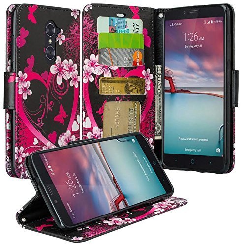 ZTE Z MAX Pro / ZTE Imperial Max Z963U / ZTE Kirk Z988 / ZTE Grand X Max 2 / ZTE Max Duo LTE Case Slim Leather Luxury Flip Design Wallet Pouch Clutch Case XYZÂ® (Hot Pink Flower)