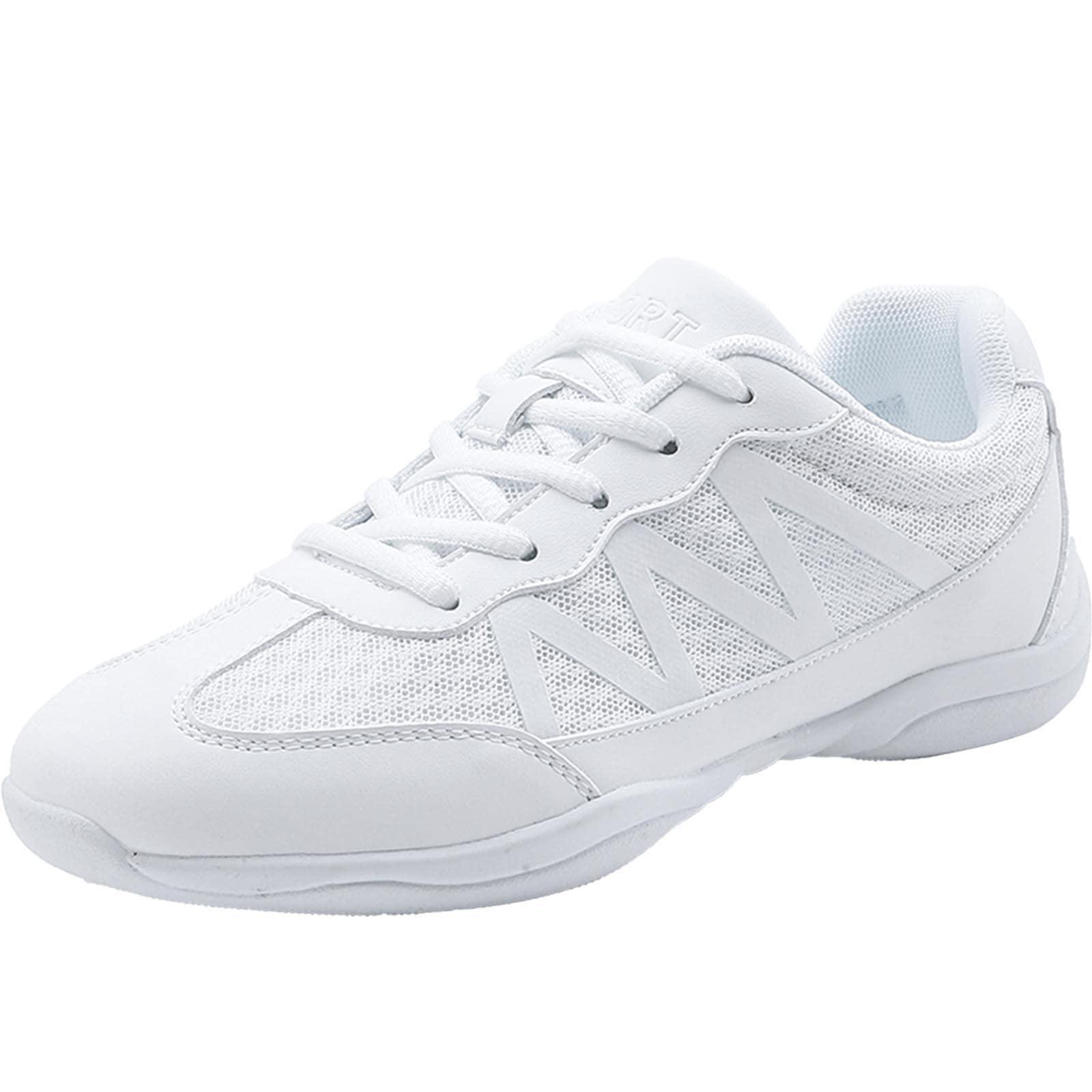 Women's Cheerleading Shoes Girls White Cheer Shoes School Competition Gymnastic Sneaker Lightweight Dance Trainers White 32