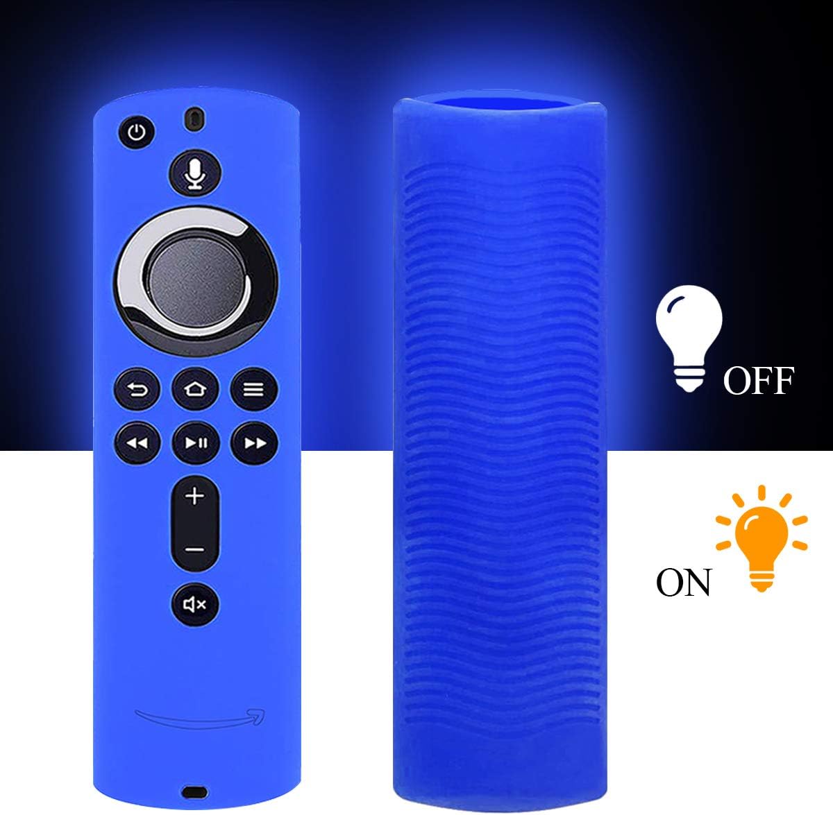 WERONE Silicone Cover/Case for Fire TV 4K/Fire TV (3rd Gen)/Compatible with All-New 2nd Gen Alexa Voice Remote Control (Night-Glow Blue)
