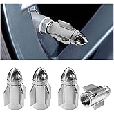 4PCS Rocket Shape Car Tire Valve Stem Caps, Aluminum Alloy Car Wheel Valve Stem Dustproof Cover, Corrosion Resistant Tire Air Cap for Car, Truck, SUV, Bike, Motorcycle (Silver)