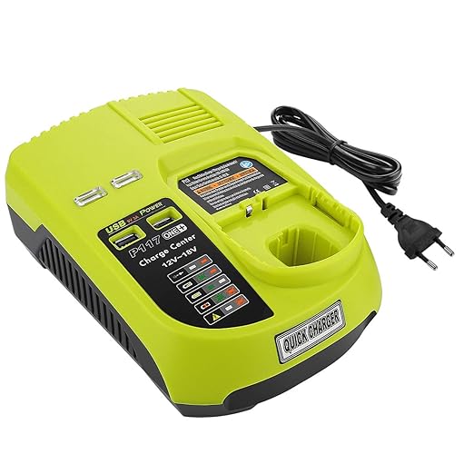 Powilling 3A 12V-18V Ersatz Ladegerät für Ryobi ONE+ 12V-18V Akku Kompatibel mit BCL1418 260051002 P113 P117 P118 (ZWEI USB-S