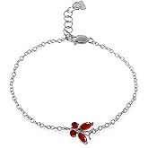 Galaxy Gold GG 14k Solid White Gold Butterfly Bracelet 0.6 ct Ruby