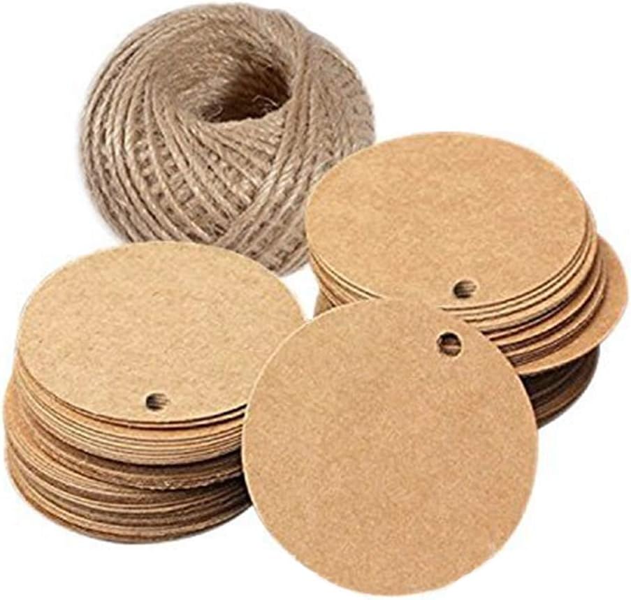yyuezhi 100 Pieces of Kraft Paper Label Gift Tag 6X6cm Paper Pendant Label Round Kraft Paper Label for Wedding Gifts for Making Price Tags