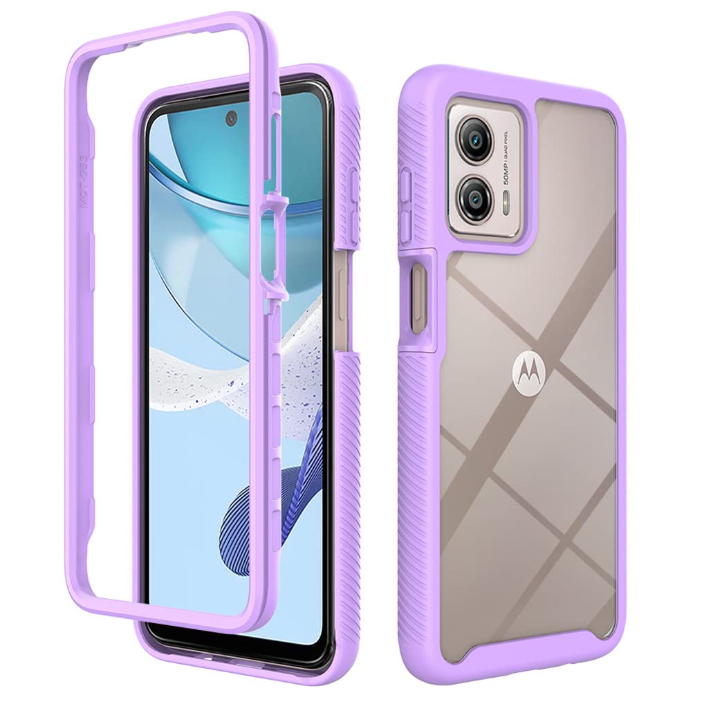 SEAHAI Clear Case for Motorola Moto G53 5G, Military Grade Full Body Rugged Armor Case Cover, Heavy Duty Dropproof Shockproof Case - Light purple