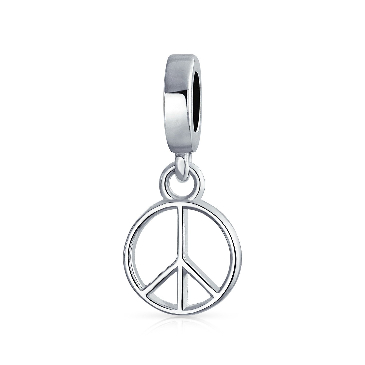 Bling Jewelry Inspirational Symbol Of World Peace Sign Dangle Charm Bead For Women Teen .925 Sterling Silver Fits European Bracelet