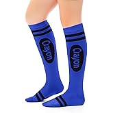 Geyoga Funny Crayon Socks for Women Crayon Knee High Socks Novelty Stocking Stuffers Rainbow Pencil Stockings