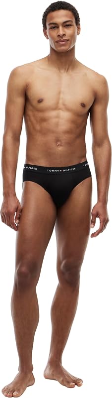 Herren 3er Pack Unterhosen Hip Briefs mit Logobund, Mehrfarbig (Mid Hthr/Blck/Th Wht), S — Foto 5 von 6