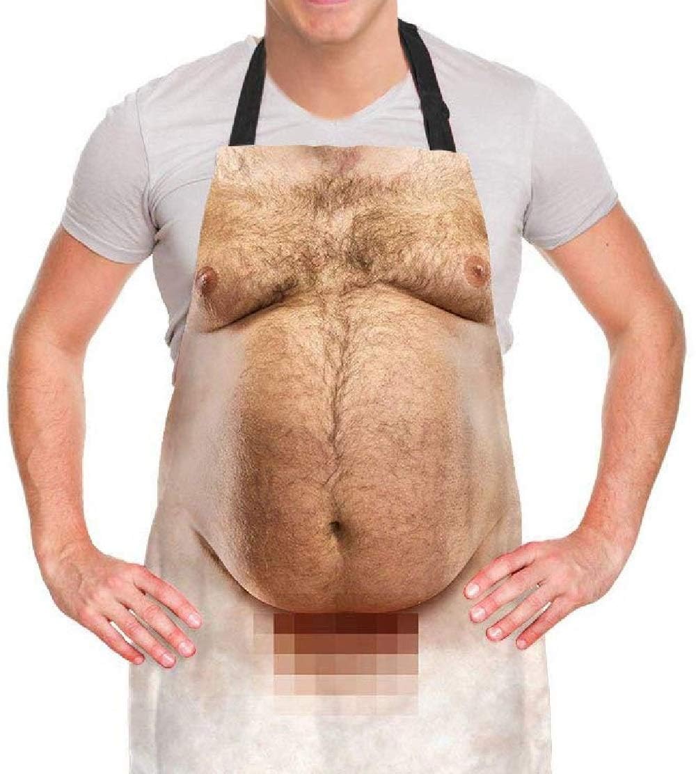 A AIFAMY Funny Men Cooking BBQ Aprons Belly BBQ Funny Gag Gifts for Christmas, White Elephant Gift Exchange, Red/Excursion, Plain (Getaway Solids), One Size