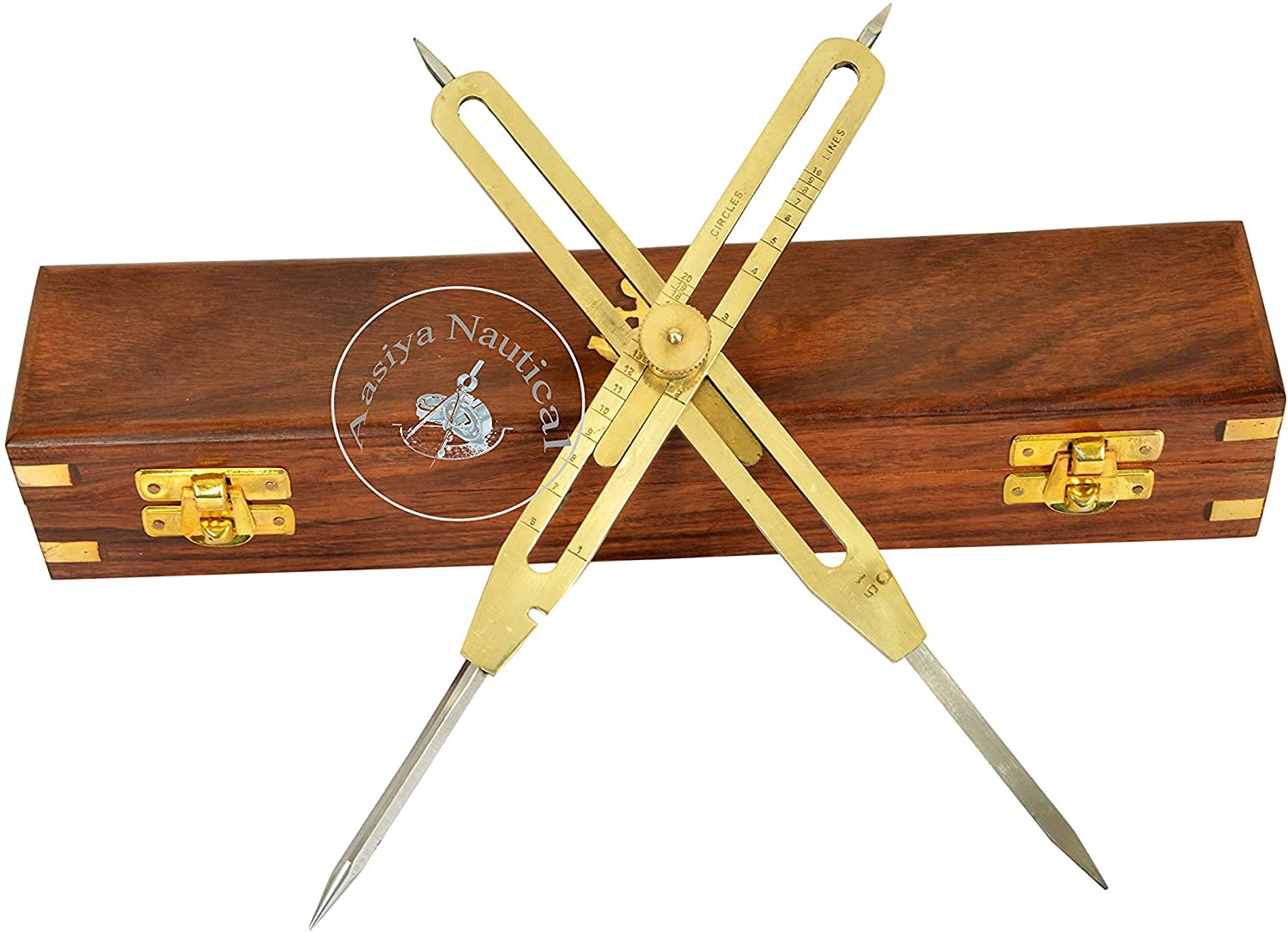 Artist Proportional Scale Divider Drawing Tool Professional 9” Long Solid Brass with Heavy Duty Steel Point with with Wooden Box