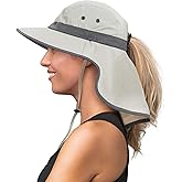 Creekstone Wide Brim Sun Hat with Neck Flap, UPF 50+ UV Protection Hiking Fishing Gardening Hat Waterproof Rain Hat Women Men