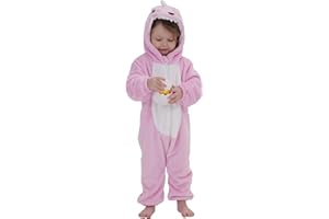 LONULAIN Unisex Baby Animal Costume Pajamas, Infant Flannel Hooded Halloween Romper Cosplay Costume/Homewear/Sleepwear