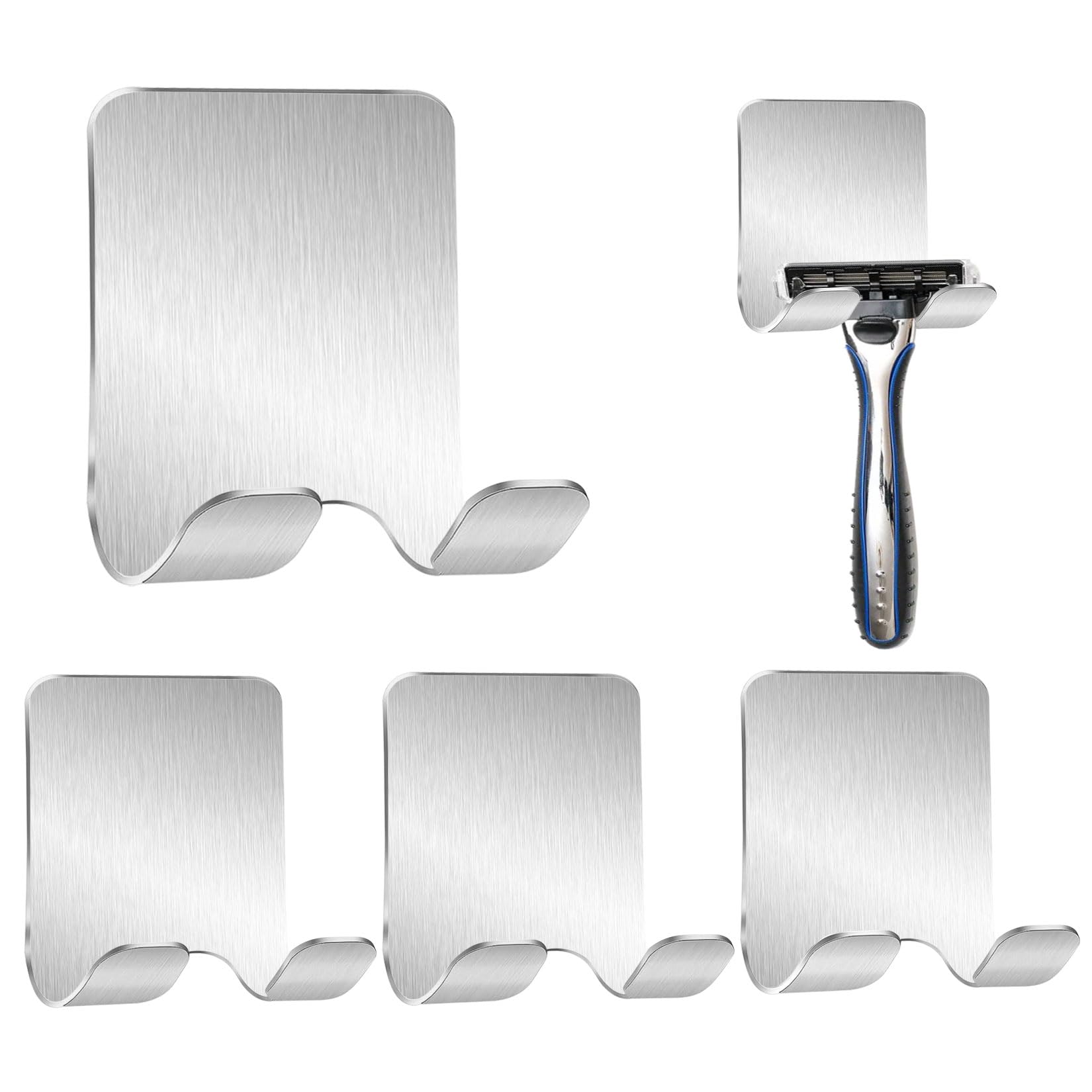 GothicBride Razor Holder Shower, Pack of 4, Silver, Stainless Steel, No Drilling, Razor Stand for Living Room, Bathroom, Kitchen, Bedroom