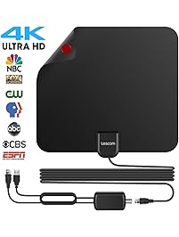 2018 Newest Best 80 Miles Long Range TV Antenna Freeview Local Channels Indoor Basic HDTV Digital Antenna for 4K VHF UHF with Detachable Ampliflier Signal Booster Strongest Reception 13ft Coax Cable