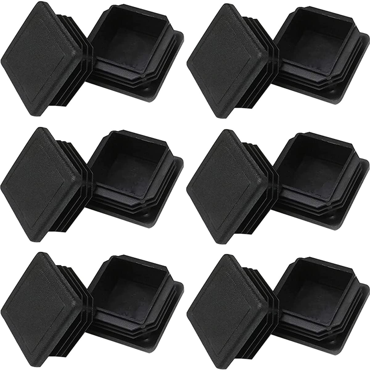 COZIRAE Insert Caps for Square Pipe Plugs Plastic Hole Plugs End Plugs Caps Square for Fence Slide Insert for Pipe Posts, Chair Legs and Furniture (12 Pack) (30 x 30 mm),Black