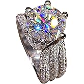 Htayekog Moissanite Engagement Ring for Women, Classic Six Claw Solitaire 5 Carat D Color VVS1 Wedding Band, 925 Sterling Silver Promise Ring 7