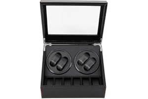 SHZICMY 4+6 Automatic Watch Winder Storage Display Box Watch Case Black, Power Cord Included(USA Stock) (Black 1)