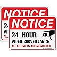 T&R Video Surveillance Sign, All Activities Are Monitored,2 Pack,7x10 Inches Rust Free .040 Aluminum Reflective,UV Protected, Waterproof, Weatherproof and Fade Resistant,4 Pre-drilled Holes,Red