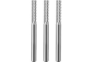 CAELUM Cylinder Tungsten Carbide Cutter, High-Performance Rotary Carving Bit, Metal Grinding Carving Tool Drill Bits, 1/8 in Shank Diameter for Die Grinder Kits, Silver, 3 Pcs