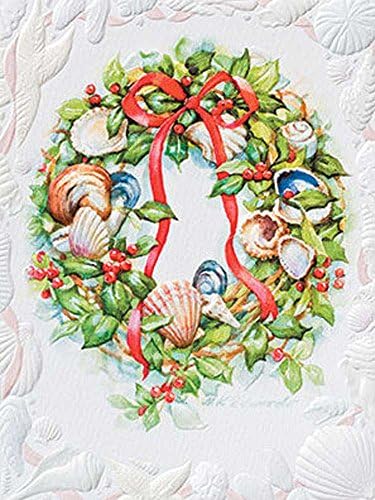 Pumpernickel Press Sea Shore Wreath Boxed Christmas Cards Box of 10 Cards