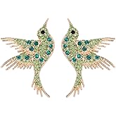 Hummingbird Stud Earrings Alloy Animal Earring Colorful Dangle Cute Crystal Bird Earrings Jewelry for Women
