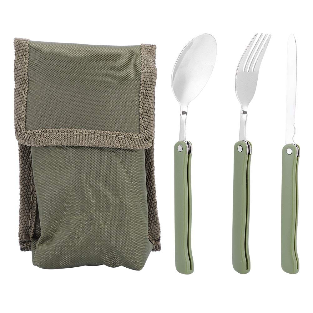 Broco Camping Knife Fork Spoon Set, Outdoor Stainless Steel Folding Fork Knife Spoon Tableware Set for Camping Picnic Travel