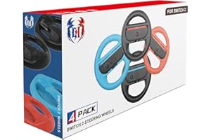 GH 4 Pack Switch 2 Steering Wheel Compatible with Mario Kart World, Mario Cart Racing Wheel Accessories Compatible with Nintendo Switch 2, Joy Con Games Controller (Black x2, Red and Blue)