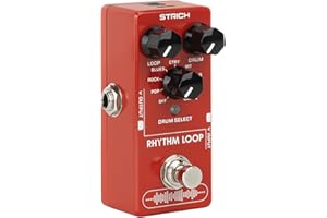 Rhythm Loop Guitar Pedal, STRICH SL-03 Looper for Electric Guitar Bass, 360s Phrase Looper (Unlimited Overdubs) + 8 Rhythm Drum Kits (4/4 Auto-Tempo), True Bypass (Red)