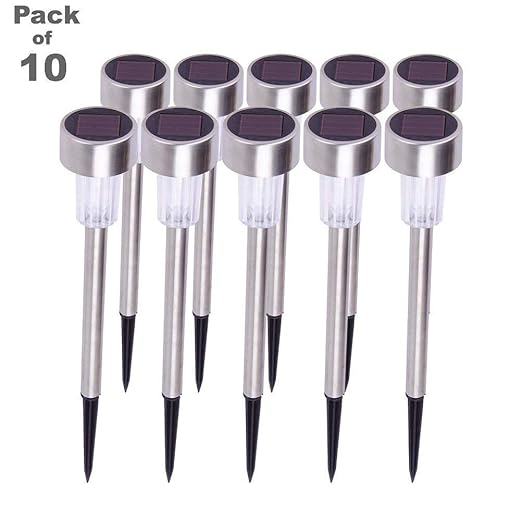 Yozo Solar Pathway LED Rod Light for Garden, Set of 10, Warm White/Blue, Waterproof from Yozo