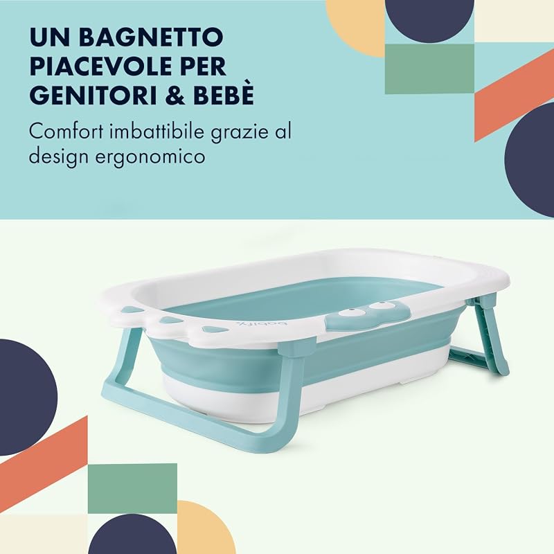 Babify Shower - Vasca da bagno pieghevole senza cuscino da bagno, pieghevole, ultra compatto, antiscivolo, colore: menta