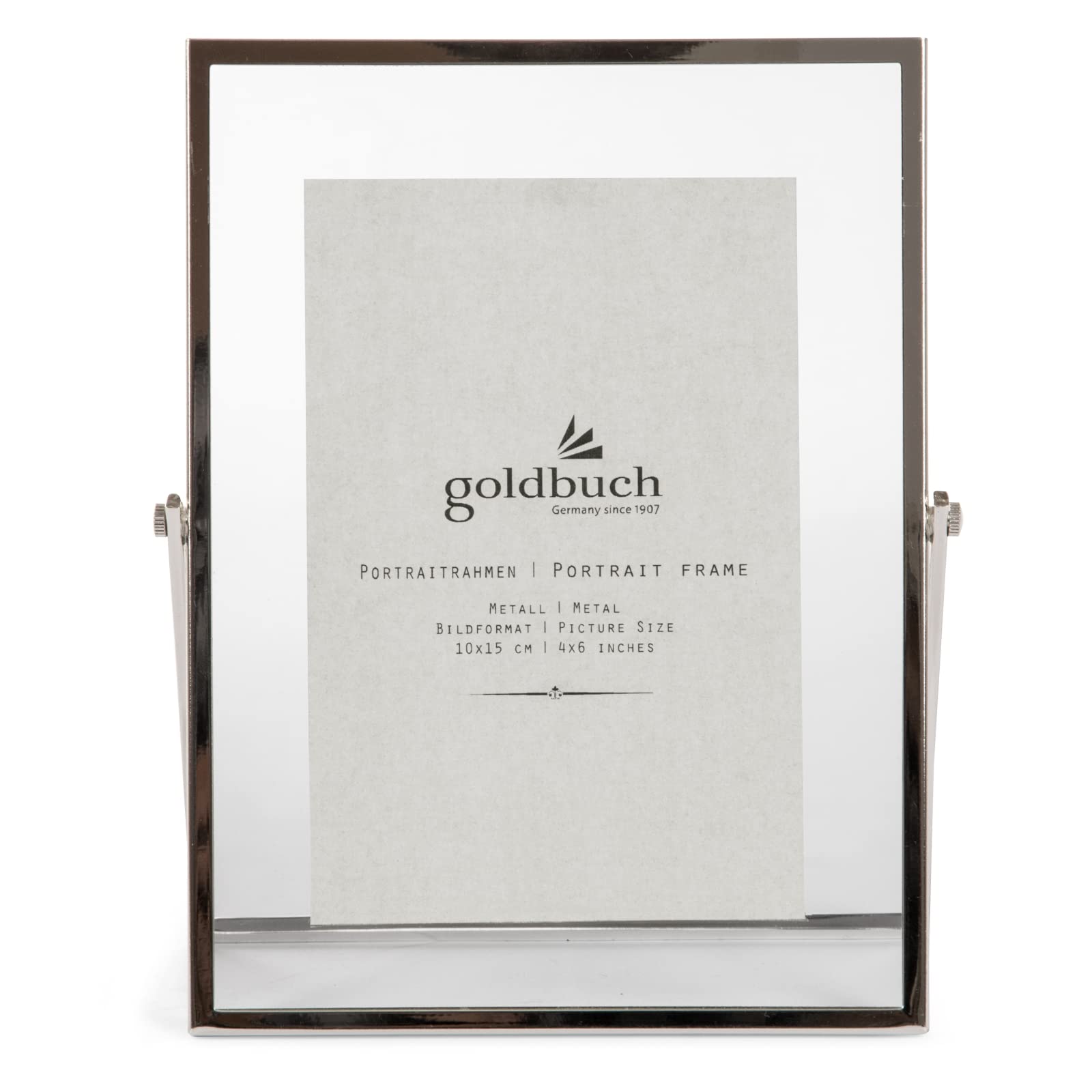 goldbuch Loft Metal Picture Frame with Stand, Portrait Frame for 1 Picture/Photo in 10 x 15 cm Format, Metal Picture Frame Approx. 16 x 20.5 x 1 cm, Silver Frame, 10 x 15 cm