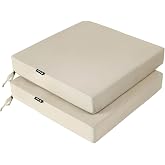 Favoyard Patio Chair Cushions 19 x 19 x 3 Inch Waterproof Outdoor Seat | Cushions for Patio Furniture 3-Year Color Fastness Garden Sofa Couch Chair Pads with Adjustable Straps Set of 2, Beige