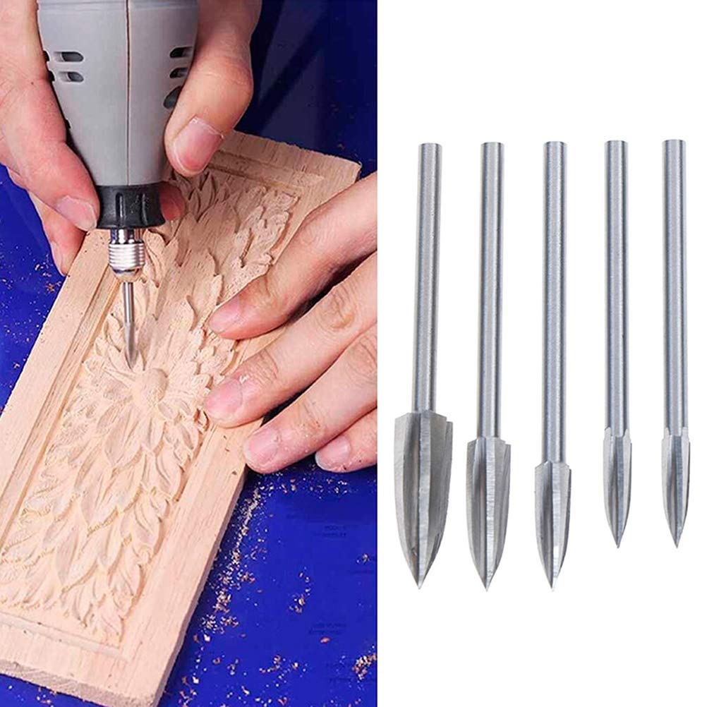LifeBest 5pcs/Set Wood Carving and Engraving Drill Bit Strawberry Root Sculpture Tools for DIY Woodworking Sculpture Tool