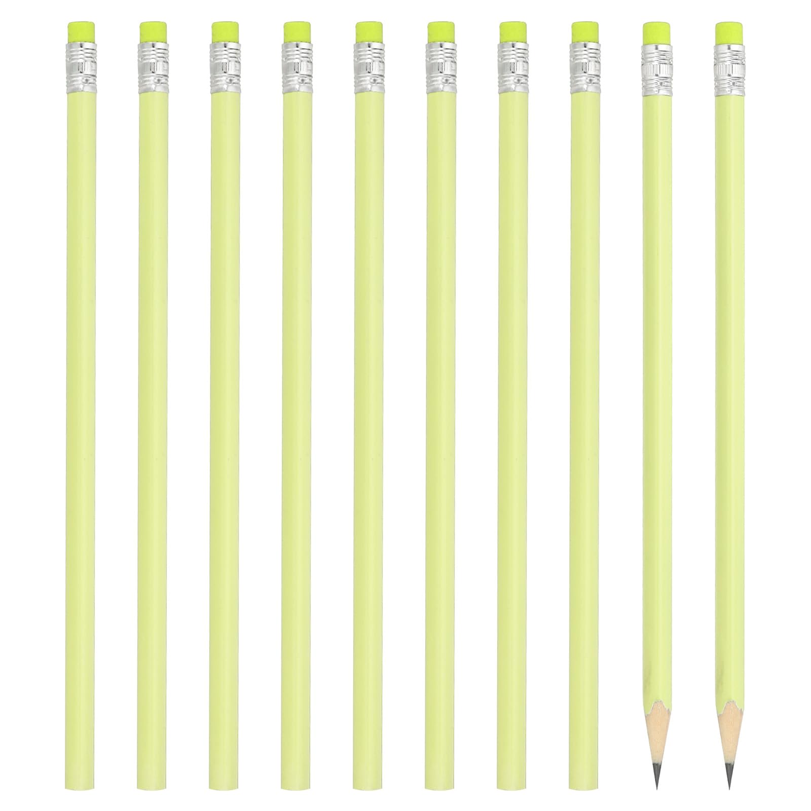 PATIKIL Round Pencils, 24 Pack HB Graphite Pencils with Eraser Wood Pencils Cute Pencil for Classroom Teacher Office Supplies, Yellow