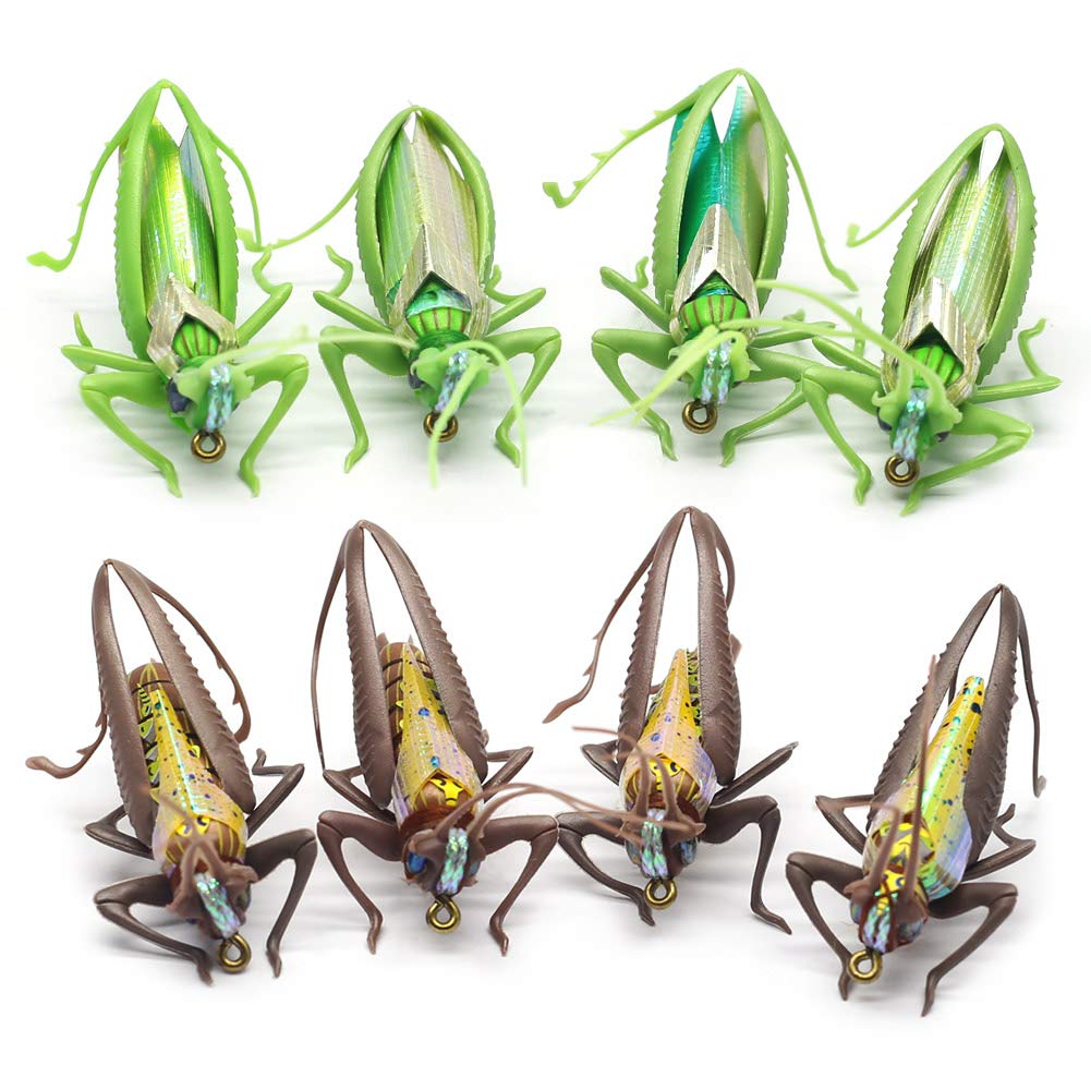 YZD Realistic Grasshopper fly Fishing Flies Set 3 sizes 3 Colors (8 Flies 2 Colors -M size)