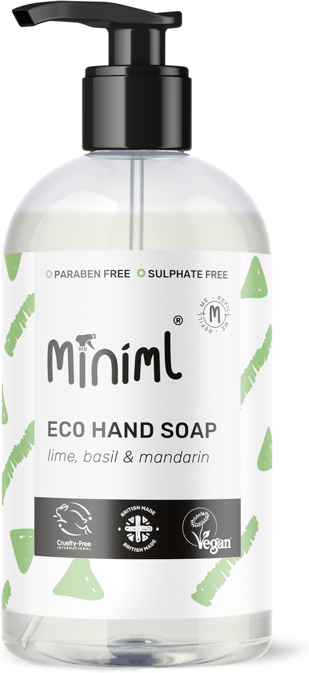 Miniml Hand Soap Liquid Gel 500ml Lime Basil Mandarin Eco Vegan Sensitive Skin