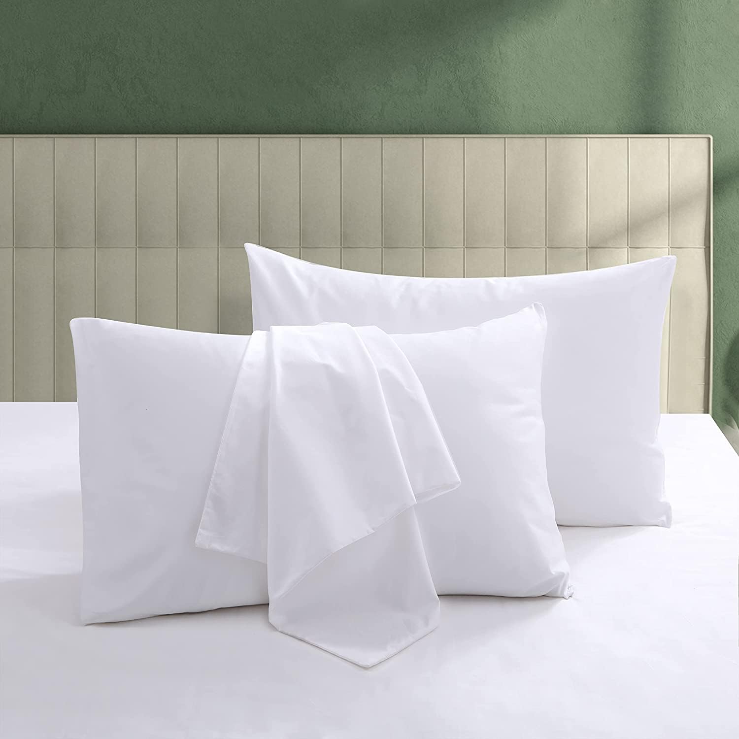 Photo 1 of 100% Egyptian Cotton Zippered Toddler Pillowcases Set of 2, 600 Thread Count Small Pillow Cases, Super Soft and Breathable Pillow Protector, 13x18 Inches (White, Toddler)