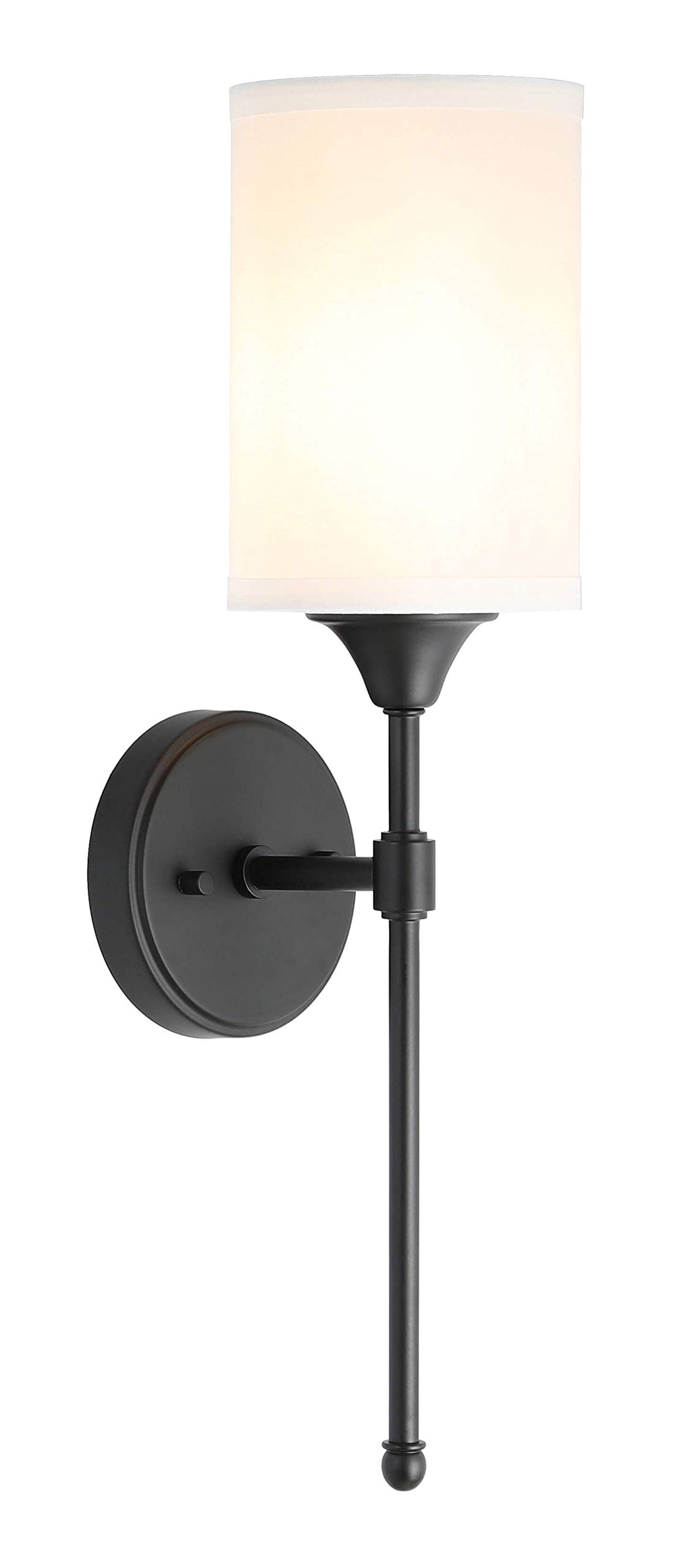 Photo 1 of XiNBEi Lighting Wall Sconce Lighting, Classic 1 Light Black Bathroom Sconce Vanity Light with Fabric Shade for Corridor Bedroom & Living Room XB-W1260-MB
