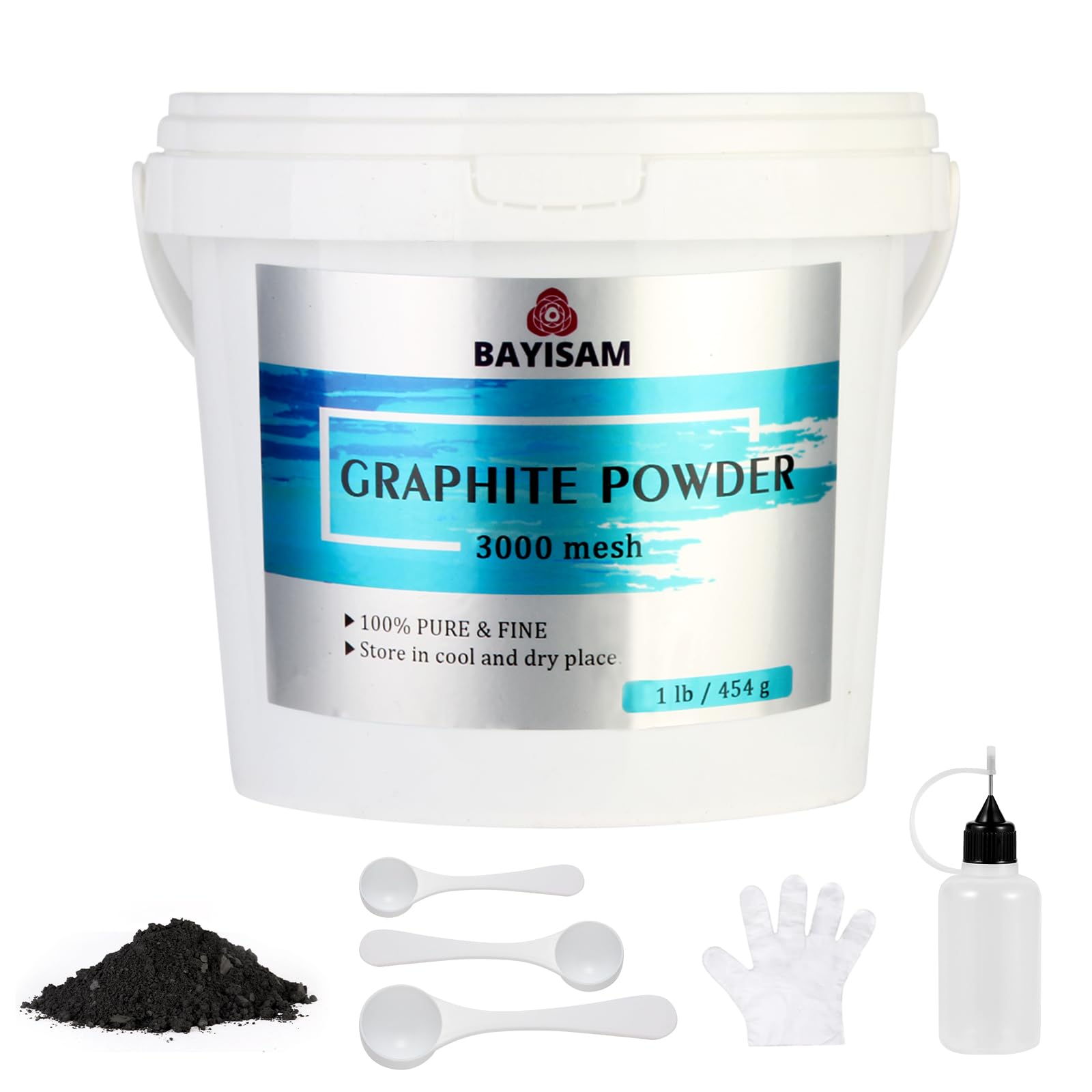 1LB Pure Graphite Powder,3000 Mesh Microfine Dry Graphite Lubricant Powder for Locks,Pinewood Cars,Bearings,Reels,Sketches,Paintings