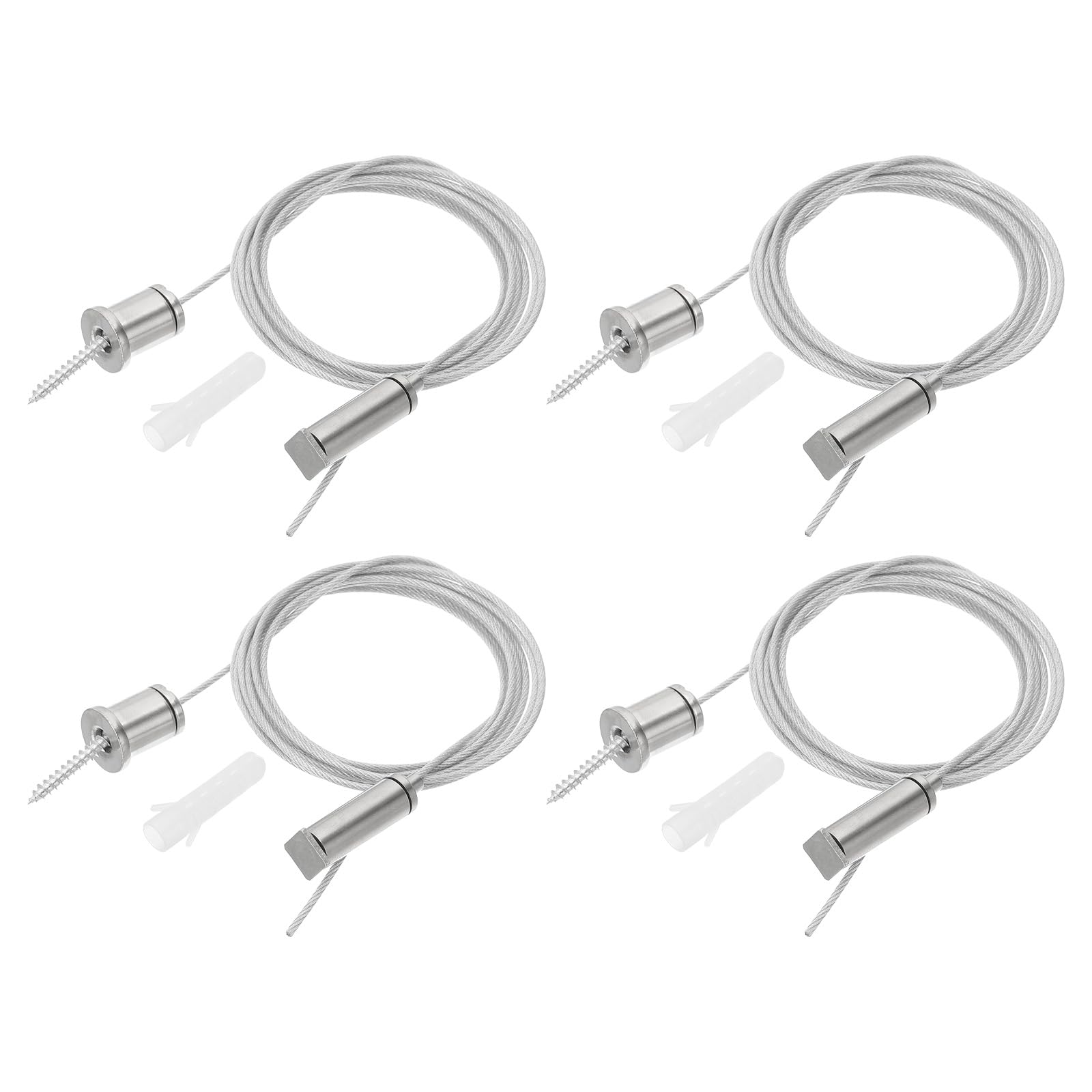 PATIKIL Ceiling Hanging Wire Cable Kit, 2m/6.6ft 4 Set Adjustable Light Suspend Cable Kit Panel Hanging Rope Clamp Square Nail for Pendant Light Fitting Aquarium Lights, Style 2