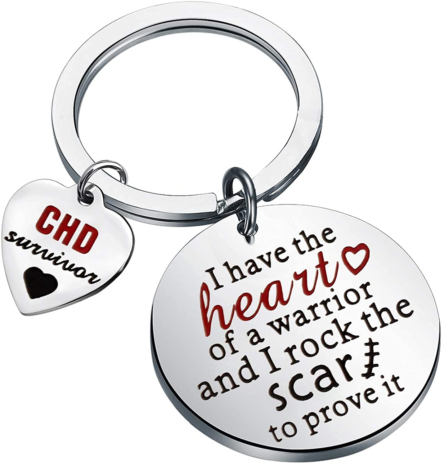 CHD Keychain Heart Disease Gift I Have The Heart of A Warrior and I Rock The Scar to Prove It Congenital Heart Defect Warrior Jewelry Gift