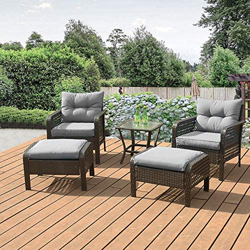 Patio Furniture Set Outdoor Furniture, 5 Pieces Wicker Patio