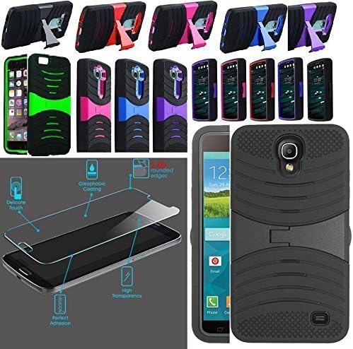 [ NP ARMOR ] Tempered GLASS Screen Guard Protector + Phone Case Cover For Samsung Galaxy Mega 2 / G750 SM-G750 G750F G750H G750A G7508 (USA Seller) (uBLUE/BLUE)