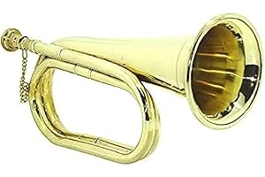 AnNafi® Brass Blowing Bugle | Civil War Era Brass Bugle US Military Cavalry Style Horn | Musical Instrument Classic Style Boy Scout Retro Horn