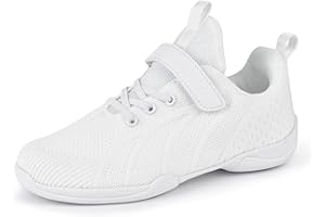 Tongzone Cheer Shoes Youth Girls Cheerleading White Dance Shoes Breathable Competition Walking Training Athletic Tennis Shoes