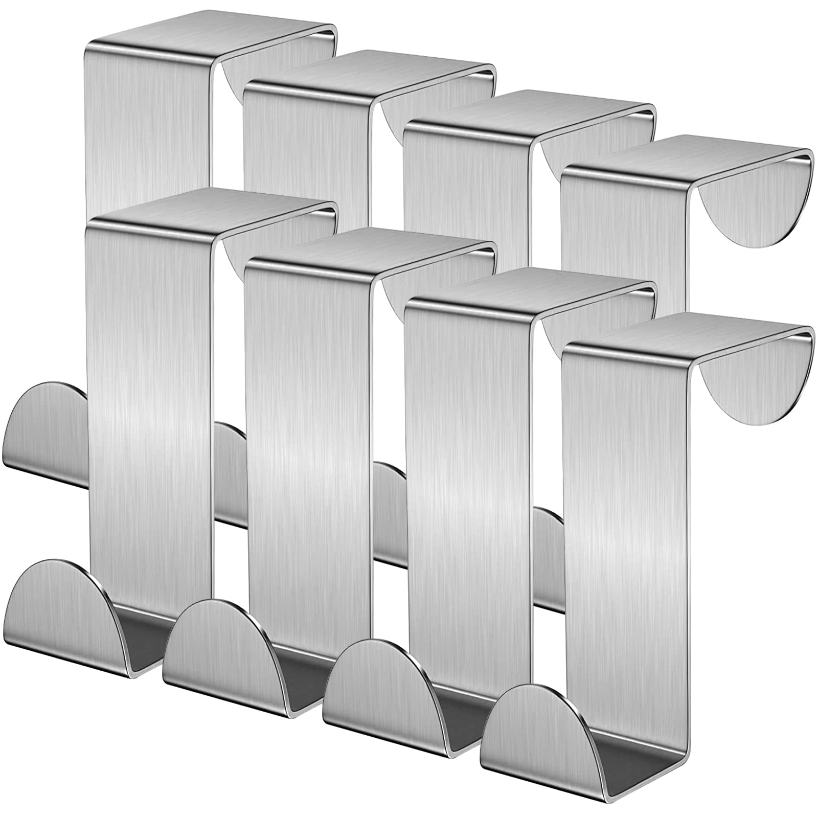 Over Door Hanger, 8 Pack Metal Small Over Door Hooks Fits 1.8cm and 4cm Door Widths, Stainless Steel Z-Shaped Reversible Dual Head Single Over The Door Hanger Coat Hook for Bedroom, Wardrobe (Silver)