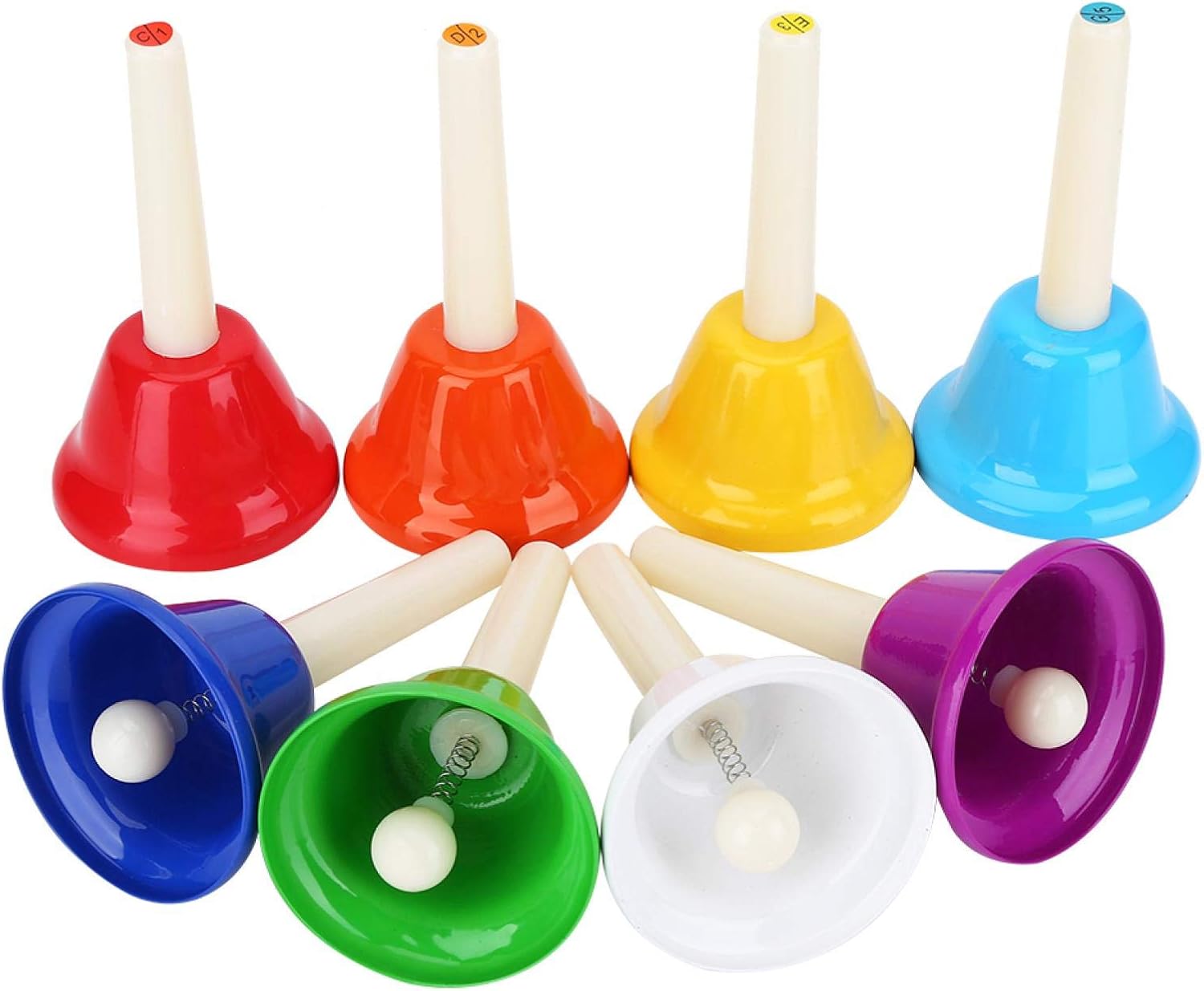 Romantic Gift Handbells, 8Note Colorful Metal Hand Bell Handbells Set