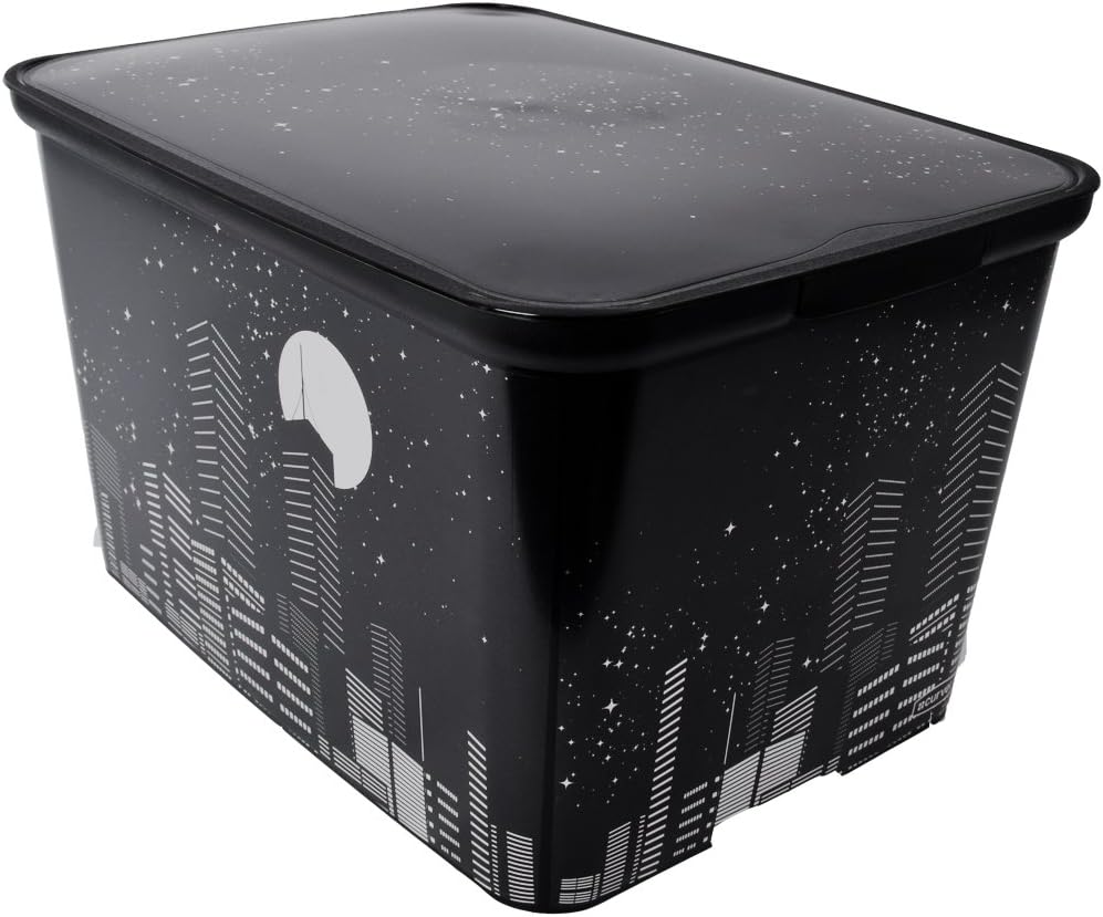 Curver Storage box Black with lid and Skyline Decor 20L stackable