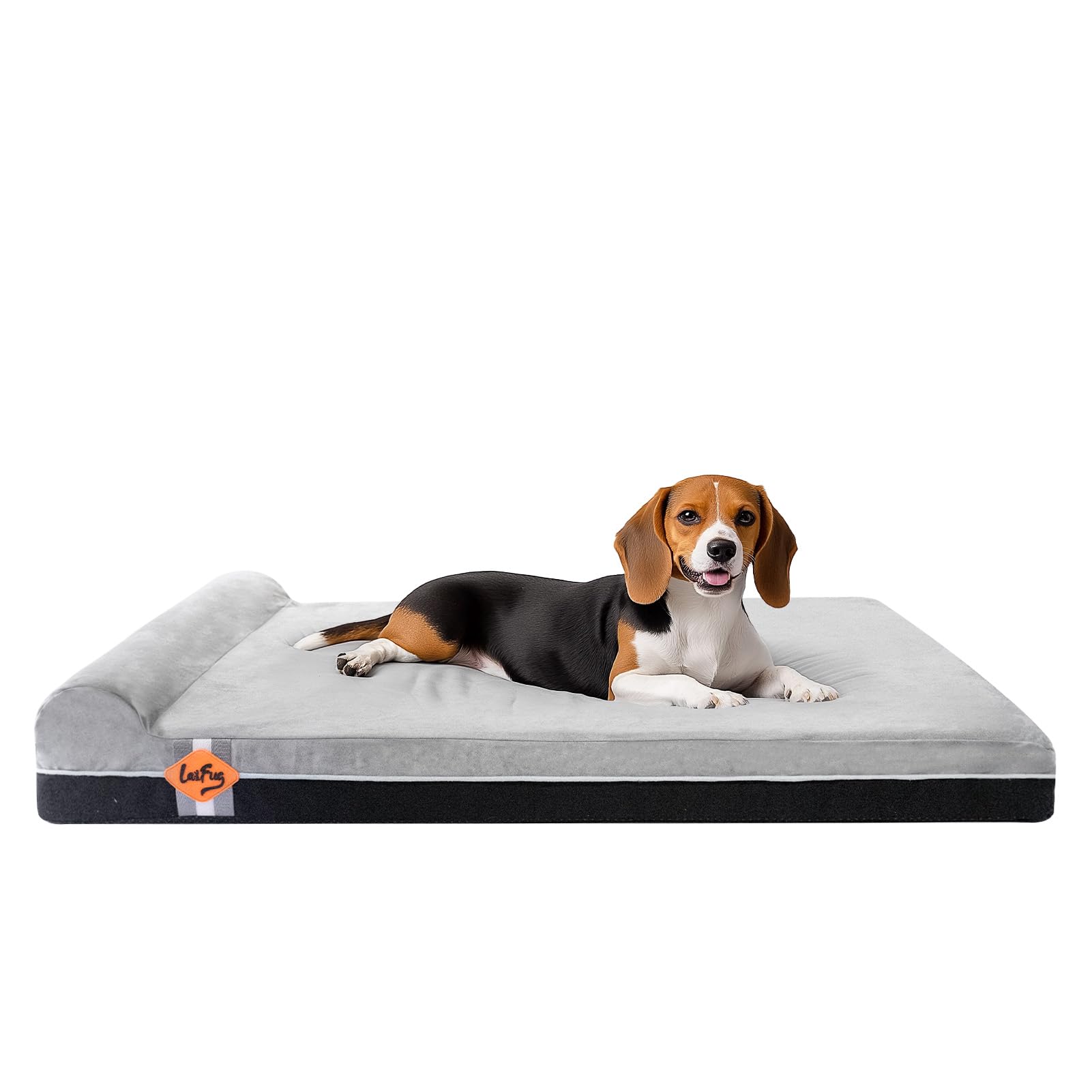 Laifug Orthopedic Memory Foam Extra Large Dog Bed with Pillow and Durable Waterproof Liner with Removable Washable Cover and Smart Design (Large (40" x 25" x 5.5"), Slate Gray) Image
