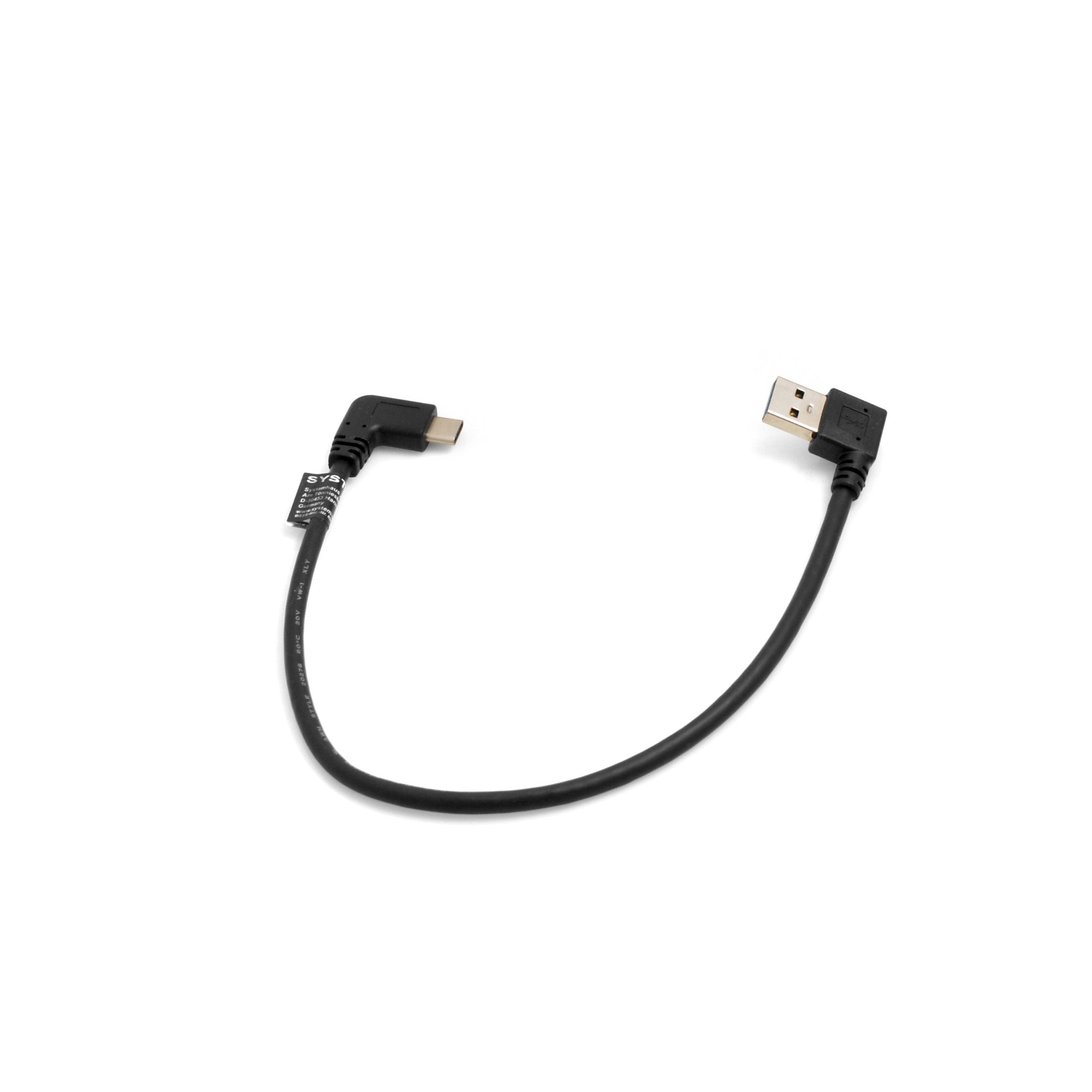 System-S USB C 30 cm USB 3.1 Type C 90 ° Angled USB Connector to USB B 3.0 Cable 90 Degree Right Angle Connector